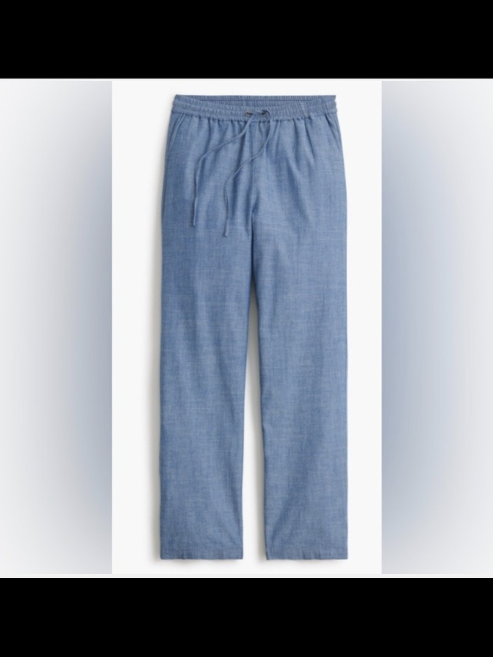 J. Crew Wide Leg Chambray Drawstring Pants Size 10 Lightweight Elastic Waist